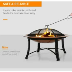 Outsunny Firepit Outdoor Patio Heater W/Spark Screen Cover, Log Grate, Poker 5 Outsunny Firepit Outdoor Patio Heater W/Spark Screen Cover, Log Grate, Poker -Outsunny store 30951733 4