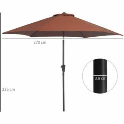Outsunny Patio Umbrella Parasol Sun Shade Garden Aluminium Coffee 2.7M -Outsunny store 30951811 2
