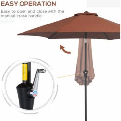 Outsunny Patio Umbrella Parasol Sun Shade Garden Aluminium Coffee 2.7M -Outsunny store 30951811 4