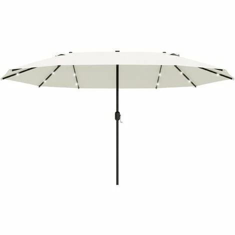 Outsunny 4.4m Double-Sided Sun Umbrella Patio Parasol Solar Lights Cream White Outsunny 4.4m Double-Sided Sun Umbrella Patio Parasol Solar Lights Cream White -Outsunny store 30951838 1