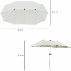Outsunny 4.4m Double-Sided Sun Umbrella Patio Parasol Solar Lights Cream White 3 Outsunny 4.4m Double-Sided Sun Umbrella Patio Parasol Solar Lights Cream White -Outsunny store 30951838 2