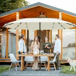 Outsunny 4.4m Double-Sided Sun Umbrella Patio Parasol Solar Lights Cream White 4 Outsunny 4.4m Double-Sided Sun Umbrella Patio Parasol Solar Lights Cream White -Outsunny store 30951838 3