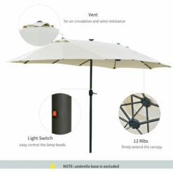 Outsunny 4.4m Double-Sided Sun Umbrella Patio Parasol Solar Lights Cream White 6 Outsunny 4.4m Double-Sided Sun Umbrella Patio Parasol Solar Lights Cream White -Outsunny store 30951838 5