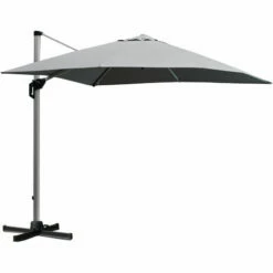 Outsunny 3(m) Cantilever Roma Parasol W/ Crank & Tilt, 360°Rotating, Light Grey