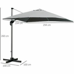Alternative view of Outsunny 3(m) Cantilever Roma Parasol W/ Crank & Tilt, 360°Rotating, Light Grey