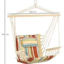 Outsunny Hanging Hammock Swing Chair Safe Wide Seat Indoor Outdoor Stripe -Outsunny store 31017628 2