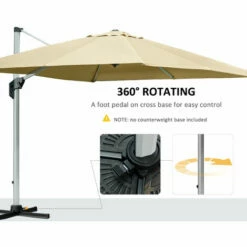 Outsunny 3(m) Cantilever Roma Parasol W/ Crank & Tilt, 360°Rotating, Beige -Outsunny store 31050784 5