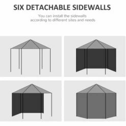 Outsunny 3.9m Outdoor Gazebo Canopy Party Tent With 6 Removable Side Walls -Outsunny store 31127411 4