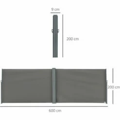 Outsunny 6 X 2m Patio Double Side Awning Folding Privacy Screen Fence Grey -Outsunny store 31665708 2