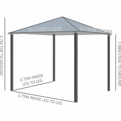 Outsunny 3(m) Outdoor Gazebo Canopy Party Tent Aluminum Frame with Sidewalls Outsunny 3(m) Outdoor Gazebo Canopy Party Tent Aluminum Frame With Sidewalls -Outsunny store 31665834 2