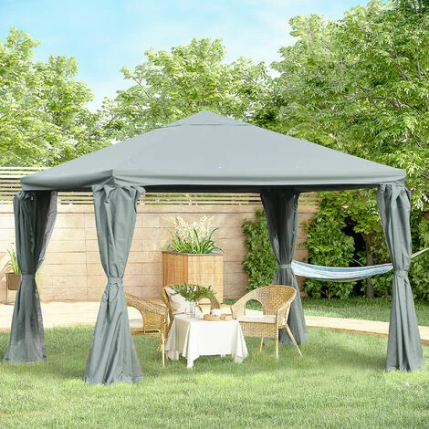 Outsunny 3(m) Outdoor Gazebo Canopy Party Tent Aluminum Frame with Sidewalls Outsunny 3(m) Outdoor Gazebo Canopy Party Tent Aluminum Frame With Sidewalls -Outsunny store 31665834 3