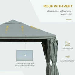 Outsunny 3(m) Outdoor Gazebo Canopy Party Tent Aluminum Frame With Sidewalls 5 Outsunny 3(m) Outdoor Gazebo Canopy Party Tent Aluminum Frame With Sidewalls -Outsunny store 31665834 4