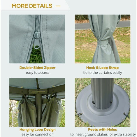 Outsunny 3(m) Outdoor Gazebo Canopy Party Tent Aluminum Frame with Sidewalls Outsunny 3(m) Outdoor Gazebo Canopy Party Tent Aluminum Frame With Sidewalls -Outsunny store 31665834 5