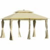 Outsunny 4 X 3(m) Outdoor Gazebo Canopy Garden Pavilion W/ LED Solar Light Khaki 1 Outsunny 4 X 3(m) Outdoor Gazebo Canopy Garden Pavilion W/ LED Solar Light Khaki -Outsunny store 31665842 1