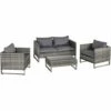 Outsunny 4 PCs PE Rattan Wicker Outdoor Dining Set Sofa Chairs Table Cushions -Outsunny store 31665874 1