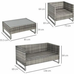 Outsunny 4 PCs PE Rattan Wicker Outdoor Dining Set Sofa Chairs Table Cushions 3 Outsunny 4 PCs PE Rattan Wicker Outdoor Dining Set Sofa Chairs Table Cushions -Outsunny store 31665874 2