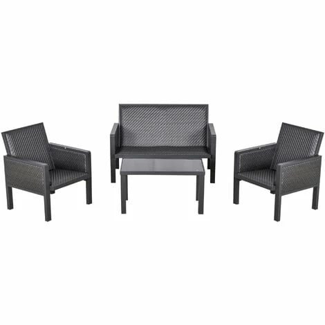 Outsunny 4 Pcs Aluminium Rattan Blend Outdoor Seating Set w/ Sofa Chairs Table Outsunny 4 Pcs Aluminium Rattan Blend Outdoor Seating Set W/ Sofa Chairs Table -Outsunny store 31665888 1