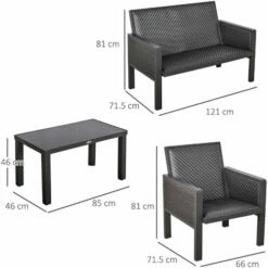 Outsunny 4 Pcs Aluminium Rattan Blend Outdoor Seating Set W/ Sofa Chairs Table 3 Outsunny 4 Pcs Aluminium Rattan Blend Outdoor Seating Set W/ Sofa Chairs Table -Outsunny store 31665888 2