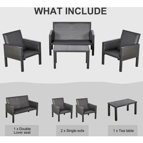 Outsunny 4 Pcs Aluminium Rattan Blend Outdoor Seating Set w/ Sofa Chairs Table Outsunny 4 Pcs Aluminium Rattan Blend Outdoor Seating Set W/ Sofa Chairs Table -Outsunny store 31665888 5
