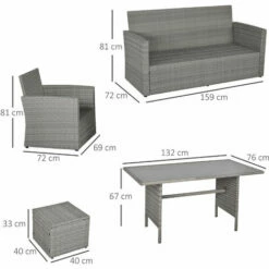 Outsunny 6 PCS Outdoor Rattan Sofa Furniture Sets With Footstool Cushions Grey -Outsunny store 31665899 2