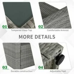 Outsunny 6 PCS Outdoor Rattan Sofa Furniture Sets With Footstool Cushions Grey -Outsunny store 31665899 5