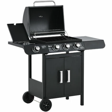 Outsunny Deluxe Gas Barbecue Grill 3+1 Burner Garden BBQ w/ Large Cooking Area Outsunny Deluxe Gas Barbecue Grill 3+1 Burner Garden BBQ W/ Large Cooking Area -Outsunny store 31846930 1