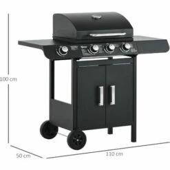 Outsunny Deluxe Gas Barbecue Grill 3+1 Burner Garden BBQ W/ Large Cooking Area 3 Outsunny Deluxe Gas Barbecue Grill 3+1 Burner Garden BBQ W/ Large Cooking Area -Outsunny store 31846930 2