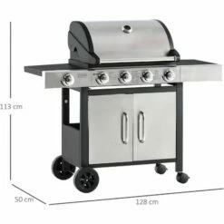 Outsunny Deluxe Gas Barbecue Grill 4+1 Burner Garden BBQ W/ Large Cooking Area -Outsunny store 31846935 2