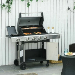 Outsunny Deluxe Gas Barbecue Grill 4+1 Burner Garden BBQ W/ Large Cooking Area -Outsunny store 31846935 3