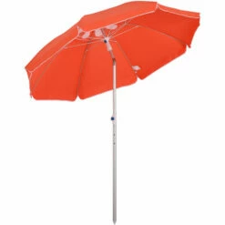 Outsunny 1.96m Arced Beach Umbrella 3-Angle Canopy W/ Aluminium Frame Bag Orange