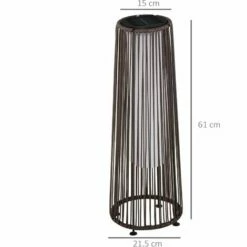 Alternative view of Outsunny Garden Solar Powered Lights Woven Wicker Lantern Auto On/Off Brown
