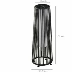 Alternative view of Outsunny Garden Solar Powered Lights Woven Wicker Lantern Auto On/Off Black
