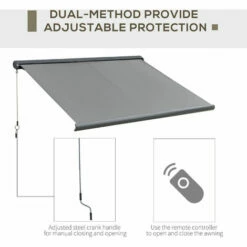 Outsunny 3x2.5m LED Light Cassette Electric/Manual Awning Window Sun Shade Grey 5 Outsunny 3x2.5m LED Light Cassette Electric/Manual Awning Window Sun Shade Grey -Outsunny store 31991852 4