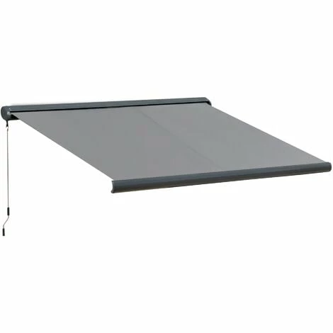 Outsunny 3.5x3m LED Light Cassette Electric/Manual Awning Window Sun Shade Grey Outsunny 3.5x3m LED Light Cassette Electric/Manual Awning Window Sun Shade Grey -Outsunny store 31991853 1