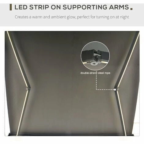 Outsunny 3.5x3m LED Light Cassette Electric/Manual Awning Window Sun Shade Grey Outsunny 3.5x3m LED Light Cassette Electric/Manual Awning Window Sun Shade Grey -Outsunny store 31991853 5