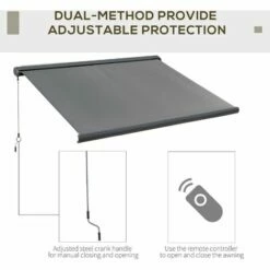 Outsunny 3x2.5m Electric Motorised Awning Door Window Shade W/ Cassette Grey -Outsunny store 31991854 4