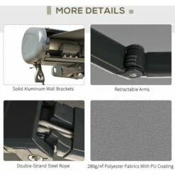 Outsunny 3x2.5m Electric Motorised Awning Door Window Shade W/ Cassette Grey -Outsunny store 31991854 5