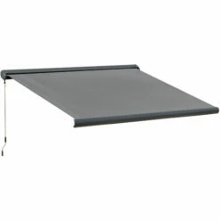 Outsunny 3.5x3m Electric Motorised Awning Door Window Shade W/ Cassette Grey