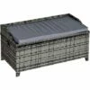 Outsunny Patio Rattan Wicker Storage Basket Box Bench Seat Furniture W/ Cushion -Outsunny store 31991859 1