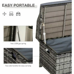 Outsunny Patio Rattan Wicker Storage Basket Box Bench Seat Furniture W/ Cushion -Outsunny store 31991859 5