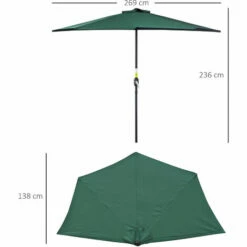 Outsunny 3 (m) Metal Frame Garden Furniture Parasol Half Round Umbrella -Outsunny store 3205782 2