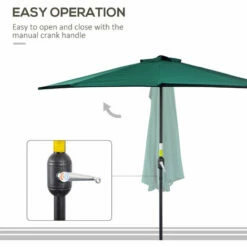 Outsunny 3 (m) Metal Frame Garden Furniture Parasol Half Round Umbrella -Outsunny store 3205782 5