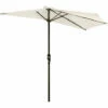Outsunny 3(m) Half Round Parasol Garden Sun Umbrella Metal W/ Crank Cream White -Outsunny store 3205784 1