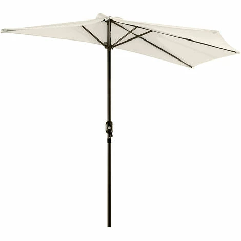 Outsunny 3(m) Half Round Parasol Garden Sun Umbrella Metal w/ Crank Cream White Outsunny 3(m) Half Round Parasol Garden Sun Umbrella Metal W/ Crank Cream White -Outsunny store 3205784 1
