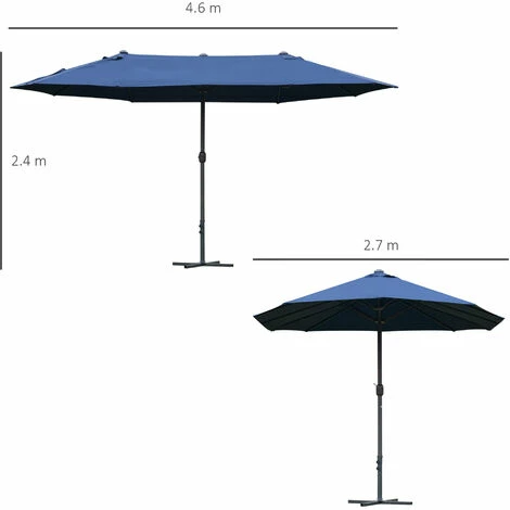 Outsunny 4.6M Garden Patio Umbrella Canopy Parasol Sun Shade w/ Base Blue Outsunny 4.6M Garden Patio Umbrella Canopy Parasol Sun Shade W/ Base Blue -Outsunny store 32102889 2