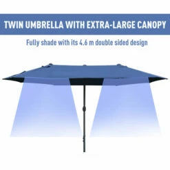 Outsunny 4.6M Garden Patio Umbrella Canopy Parasol Sun Shade W/ Base Blue 5 Outsunny 4.6M Garden Patio Umbrella Canopy Parasol Sun Shade W/ Base Blue -Outsunny store 32102889 4