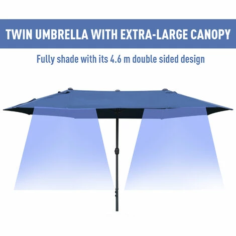 Outsunny 4.6M Garden Patio Umbrella Canopy Parasol Sun Shade w/ Base Blue Outsunny 4.6M Garden Patio Umbrella Canopy Parasol Sun Shade W/ Base Blue -Outsunny store 32102889 4