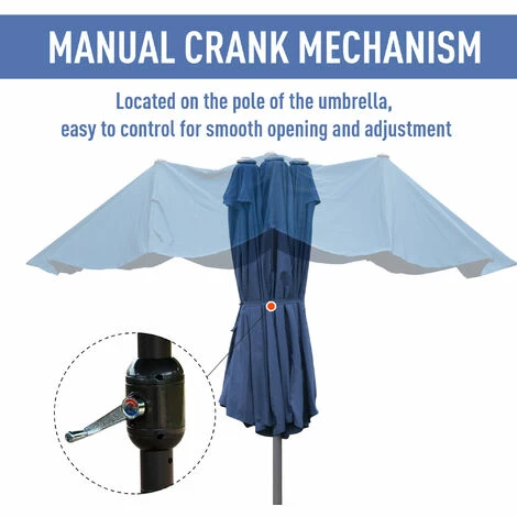 Outsunny 4.6M Garden Patio Umbrella Canopy Parasol Sun Shade w/ Base Blue Outsunny 4.6M Garden Patio Umbrella Canopy Parasol Sun Shade W/ Base Blue -Outsunny store 32102889 5