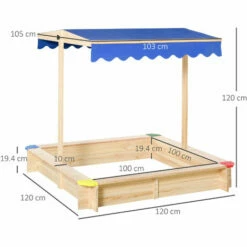 Outsunny Kids Wooden Cabana Sandbox Children Outdoor Playset W/ Bench Canopy 3 Outsunny Kids Wooden Cabana Sandbox Children Outdoor Playset W/ Bench Canopy -Outsunny store 32139180 2