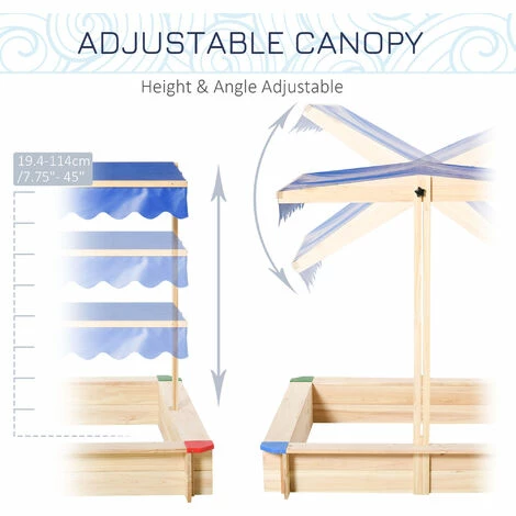 Outsunny Kids Wooden Cabana Sandbox Children Outdoor Playset w/ Bench Canopy Outsunny Kids Wooden Cabana Sandbox Children Outdoor Playset W/ Bench Canopy -Outsunny store 32139180 5
